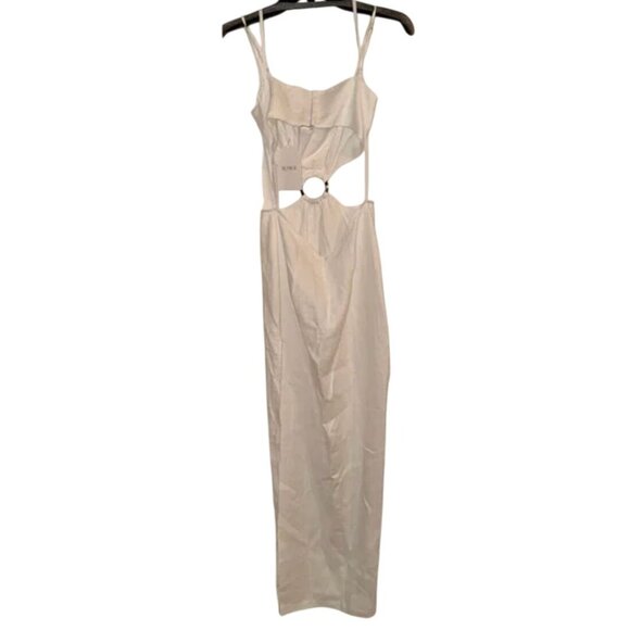 Revolve Rumer Small Linen Avalon Tortoise Ring Cutout Maxi White Dress MSRP 329 - Picture 4 of 10